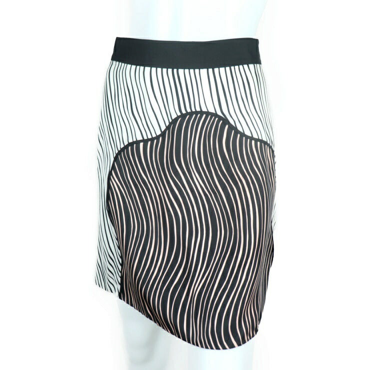 新品未使用展示品 3.1 Phillip Lim 3.1フィリップリム スカート スカート 表記サイズ 0 シルク 100% ホワイト ピンク ブラック 縞模様 ゼブラ柄 ひざ丈スカート