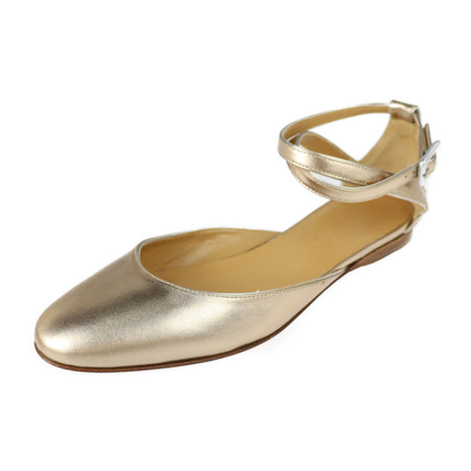 超美品 HERMES エルメス セパレートパンプス パンプス - 表記サイズ 35 レザー シャンパンゴールド サンダル アンクルストラップ フラット 参考サイズ約22cm