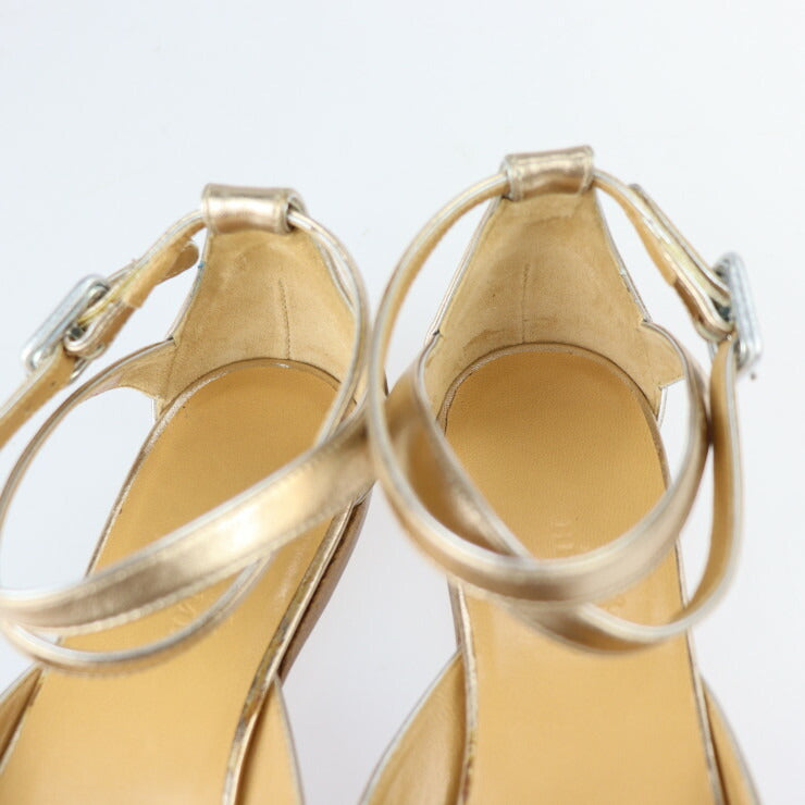 超美品 HERMES エルメス セパレートパンプス パンプス - 表記サイズ 35 レザー シャンパンゴールド サンダル アンクルストラップ フラット 参考サイズ約22cm
