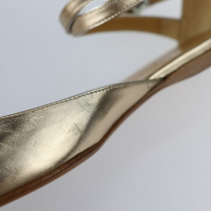 超美品 HERMES エルメス セパレートパンプス パンプス - 表記サイズ 35 レザー シャンパンゴールド サンダル アンクルストラップ フラット 参考サイズ約22cm