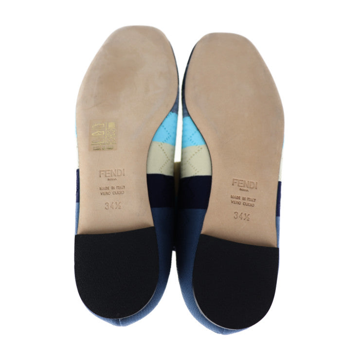 超美品 FENDI フェンディ ソックスシューズ パンプス - 表記サイズ 34 1/2 キャンバス ブルー系 セパレート フラットシューズ 参考サイズ 21.5cm