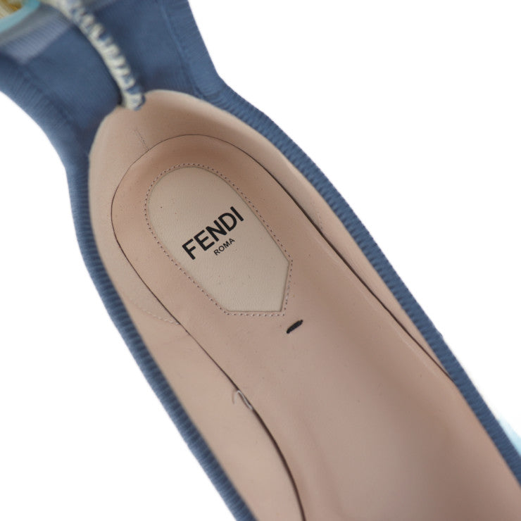 超美品 FENDI フェンディ ソックスシューズ パンプス - 表記サイズ 34 1/2 キャンバス ブルー系 セパレート フラットシューズ 参考サイズ 21.5cm