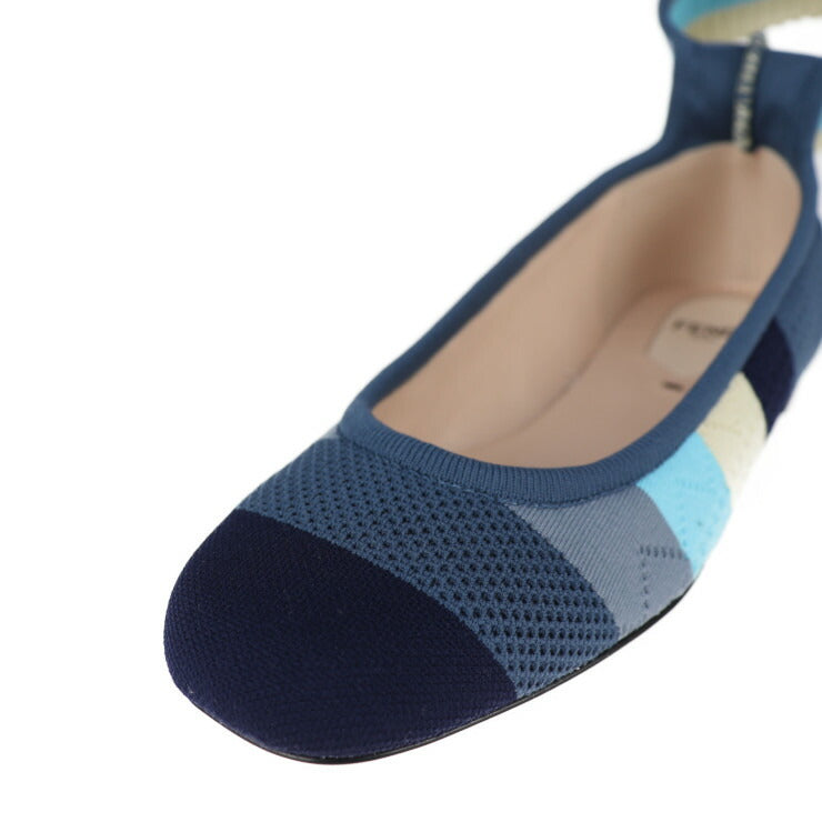 超美品 FENDI フェンディ ソックスシューズ パンプス - 表記サイズ 34 1/2 キャンバス ブルー系 セパレート フラットシューズ 参考サイズ 21.5cm