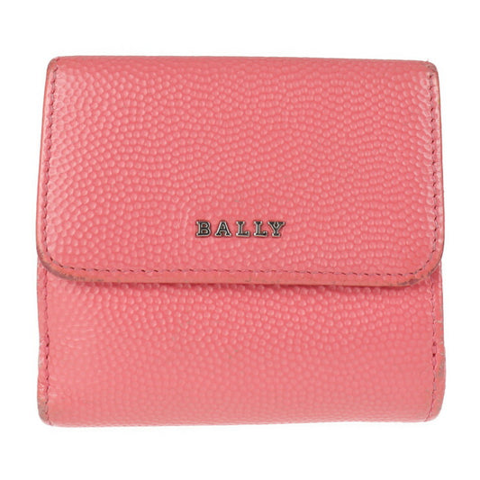 BALLY バリー コンパクト財布 三つ折り財布 - レザー ピンク系 シルバー金具