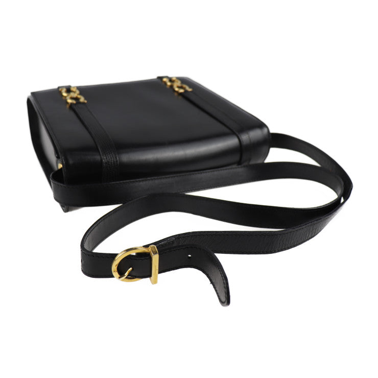 Salvatore Ferragamo サルヴァトーレ フェラガモ ガンチーニ ショルダーバッグ L 21 5191 レザー ブラック ゴールド金具