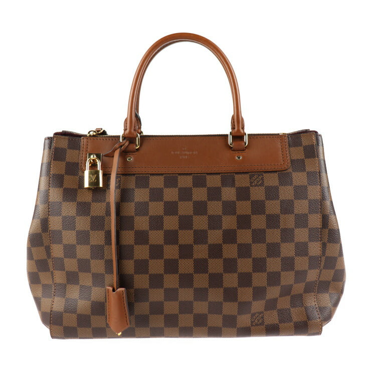 美品 LOUIS VUITTON ルイ ヴィトン グリニッジ ダミエ ハンドバッグ N41337 PVC レザー エベヌ ブラウン 2WAY ショルダーバッグ ビトン