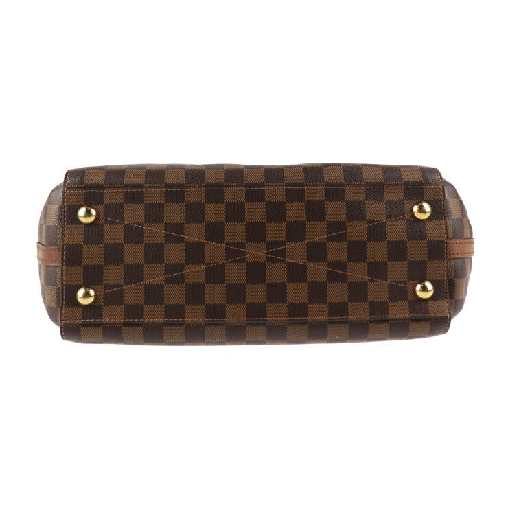 美品 LOUIS VUITTON ルイ ヴィトン グリニッジ ダミエ ハンドバッグ N41337 PVC レザー エベヌ ブラウン 2WAY ショルダーバッグ ビトン