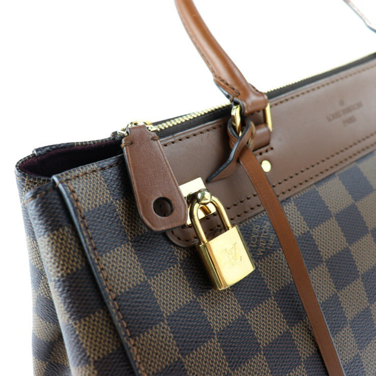 美品 LOUIS VUITTON ルイ ヴィトン グリニッジ ダミエ ハンドバッグ N41337 PVC レザー エベヌ ブラウン 2WAY ショルダーバッグ ビトン