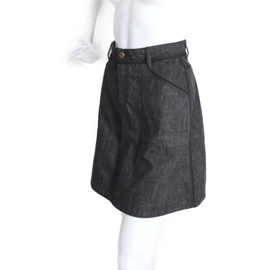 美品 LOUIS VUITTON ルイ ヴィトン デニムスカート スカート RW112W WTSK01R3L 表記サイズ 34 コットン ブラック ゴールド金具 ビトン