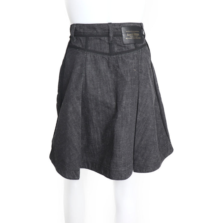 美品 LOUIS VUITTON ルイ ヴィトン デニムスカート スカート RW112W WTSK01R3L 表記サイズ 34 コットン ブラック ゴールド金具 ビトン