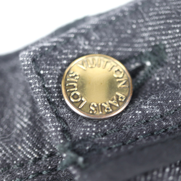 美品 LOUIS VUITTON ルイ ヴィトン デニムスカート スカート RW112W WTSK01R3L 表記サイズ 34 コットン ブラック ゴールド金具 ビトン