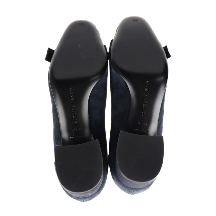 新古未使用展示品 BOTTEGAVENETA ボッテガヴェネタ イントレチャート パンプス 表記サイズ 35 1/2 スウェード ネイビー スエード ベルト 参考サイズ22.5cm