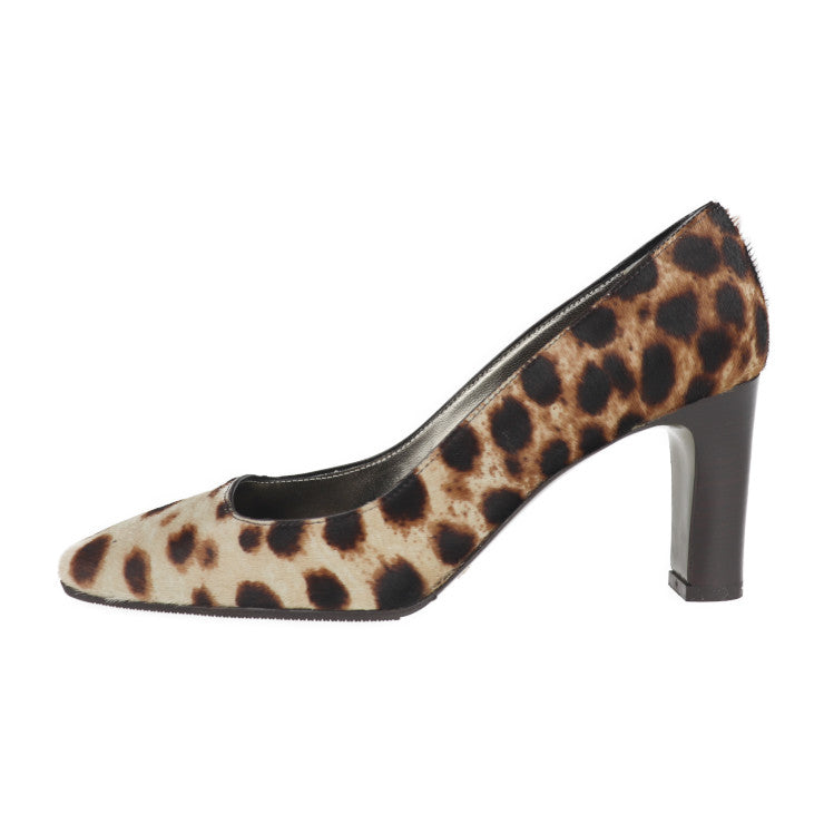 DOLCE&GABBANA ドルチェアンドガッバーナ パンプス パンプス - 表記サイズ 37 ハラコ ブラウン系 ベージュ系 ヒョウ柄 レオパード柄 アニマル柄 参考サイズ24cm チャンキーヒール