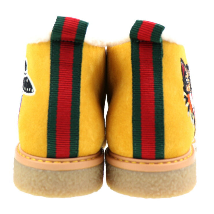 新品未使用展示品 GUCCI グッチ アングリーキャット ブーツ 483457 表記サイズ 32 スウェード からし色 イエロー系 UFO 参考サイズ20.6cm 男女兼用可 キッズ スエード