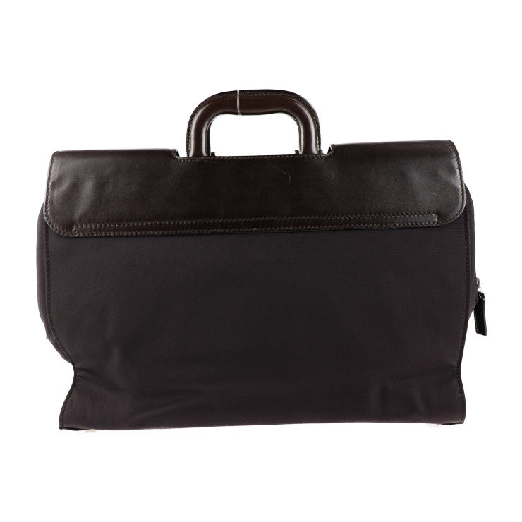 美品 GUCCI グッチ ブリーフケース ビジネスバッグ 015.1046.0093 レザー ナイロン ブラウン シルバー金具