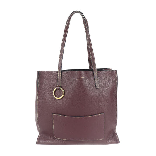 超美品 MARC JACOBS マークジェイコブス EWショッパー ザ ボールド グラインド トートバッグ M0012566 レザー バーガンディ系 ワイン系 ゴールド金具 ポーチ付き ショルダーバッグ