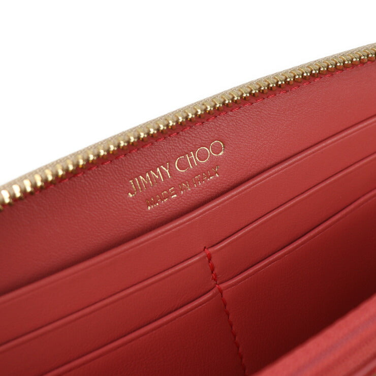 美品 JIMMY CHOO ジミーチュウ FILIPA フィリパ 長財布 MXU161 レザー NUDE ベージュ系 ROSE GOLDMETALLIC MIX スタースタッズ ラウンドファスナー