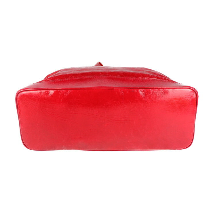 美品 CELINE セリーヌ ショルダーバッグ トリオンフ ハンドバッグ 131703 シワ加工 パテントレザー レッド シルバー金具 トートバッグ エナメル