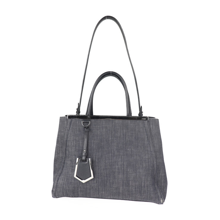 FENDI フェンディ トゥージュール ハンドバッグ 8BH250-N3G レザー デニム ネイビー系 2WAY キャンバス