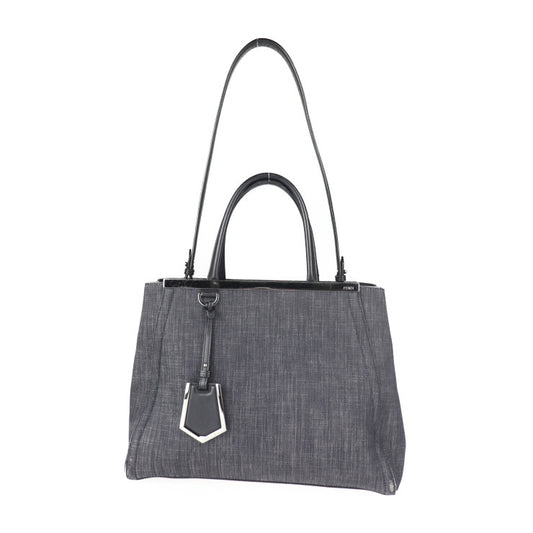FENDI フェンディ トゥージュール ハンドバッグ 8BH250-N3G レザー デニム ネイビー系 2WAY キャンバス