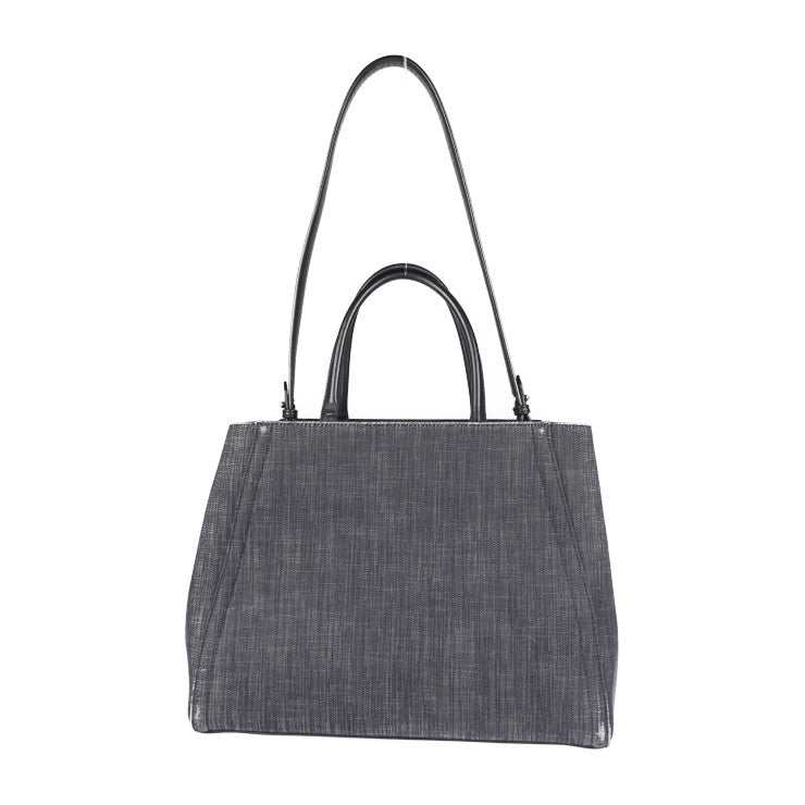 FENDI フェンディ トゥージュール ハンドバッグ 8BH250-N3G レザー デニム ネイビー系 2WAY キャンバス