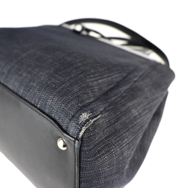 FENDI フェンディ トゥージュール ハンドバッグ 8BH250-N3G レザー デニム ネイビー系 2WAY キャンバス