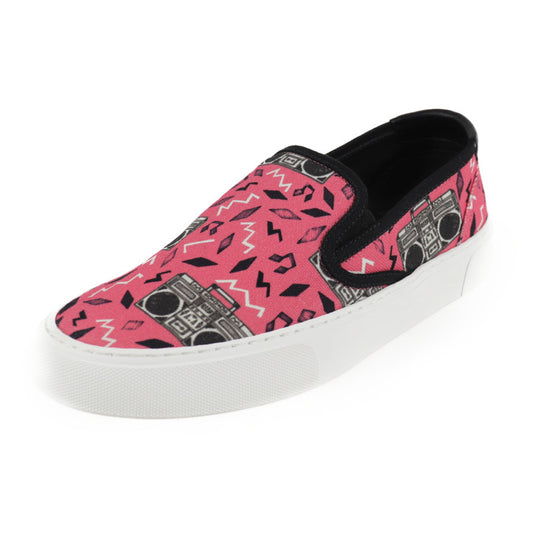 新品未使用展示品 SAINT LAURENT サンローラン シューズ スリッポン 585739 1GT10 6170 表記サイズ 37 キャンバス ピンク系 ブラック ホワイト 参考サイズ 24ｃｍ