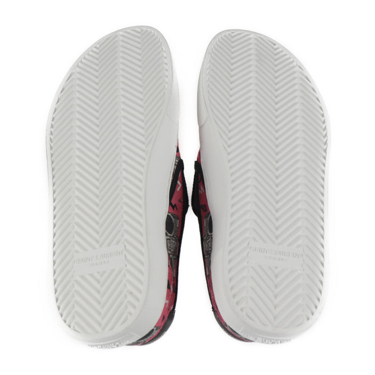 新品未使用展示品 SAINT LAURENT サンローラン シューズ スリッポン 585739 1GT10 6170 表記サイズ 37 キャンバス ピンク系 ブラック ホワイト 参考サイズ 24ｃｍ