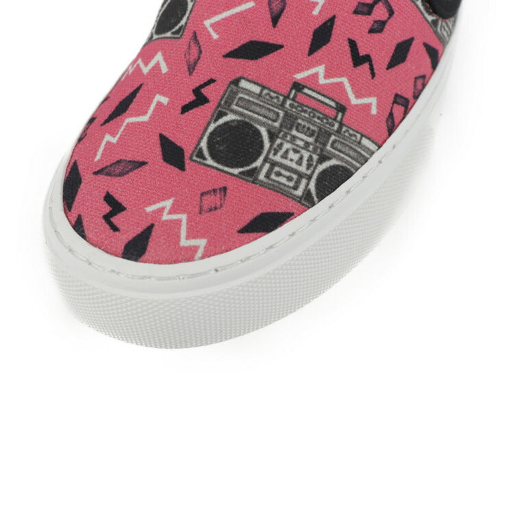 新品未使用展示品 SAINT LAURENT サンローラン シューズ スリッポン 585739 1GT10 6170 表記サイズ 37 キャンバス ピンク系 ブラック ホワイト 参考サイズ 24ｃｍ