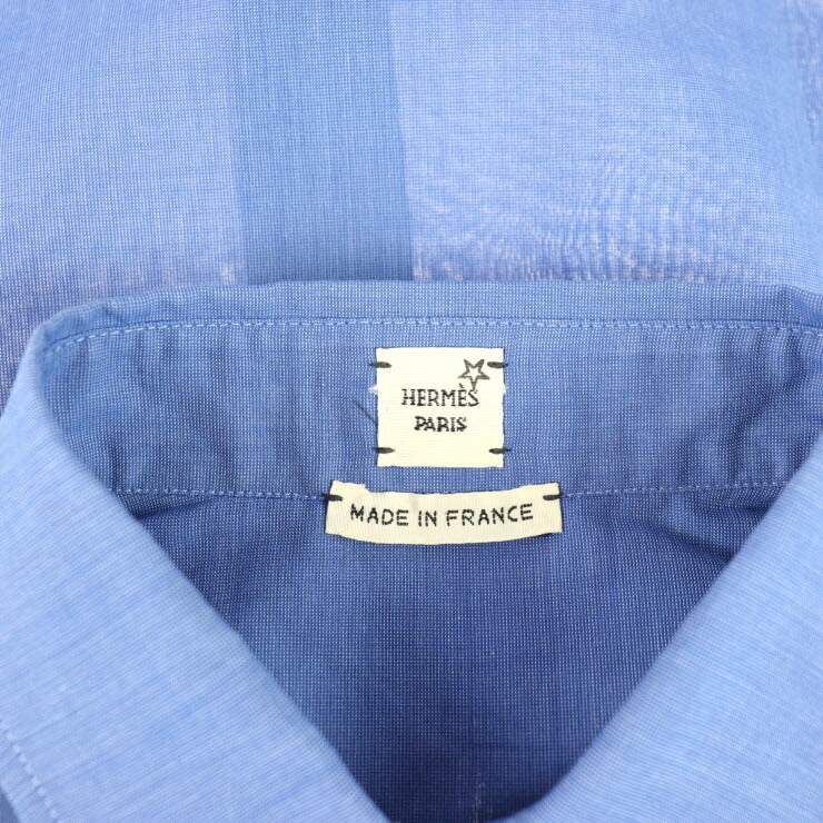 新品未使用展示品 HERMES エルメス アパレル ブラウス - 表記サイズ 34 コットン ブルー ノースリーブ