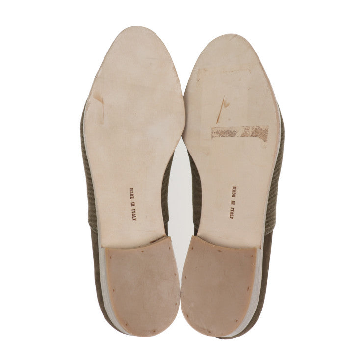 新古未使用展示品 Salvatore Ferragamo サルヴァトーレ フェラガモ レースアップシューズ 表記サイズ 4 1/2 スウェード キャンバス カーキ系 ブラウン系 ストレートチップ 参考サイズ約22cm スエード