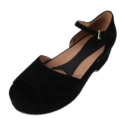 新品未使用展示品 MARNI マルニ オープントゥ サンダル パンプス ZCMSP14G04LS016 表記サイズ 40 山羊革 スエード ブラック ストラップ 参考サイズ約26cm