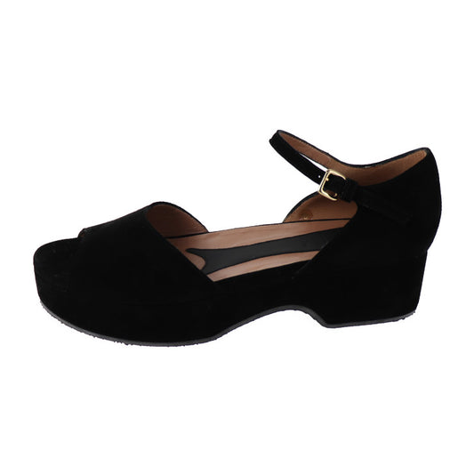 新品未使用展示品 MARNI マルニ オープントゥ サンダル パンプス ZCMSP14G04LS016 表記サイズ 40 山羊革 スエード ブラック ストラップ 参考サイズ約26cm