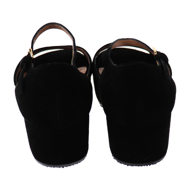 新品未使用展示品 MARNI マルニ オープントゥ サンダル パンプス ZCMSP14G04LS016 表記サイズ 40 山羊革 スエード ブラック ストラップ 参考サイズ約26cm