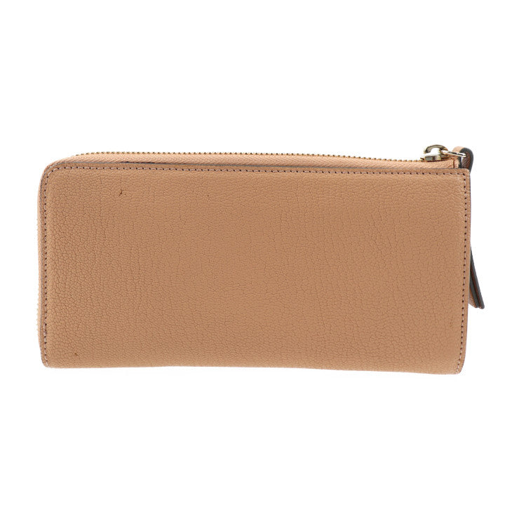 超美品 Chloe クロエ ツイステッドボウ 長財布 3P0762 レザー ベージュ系 ゴールド金具 L字ファスナー リボンモチーフ