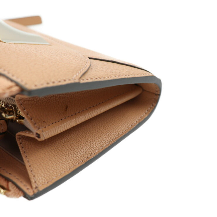 超美品 Chloe クロエ ツイステッドボウ 長財布 3P0762 レザー ベージュ系 ゴールド金具 L字ファスナー リボンモチーフ