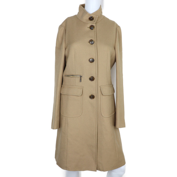 MONCLER モンクレール ロングコート ステンカラーコート 49313-80 表記サイズ 1 ウール キャメル ハイマオカラー アウター