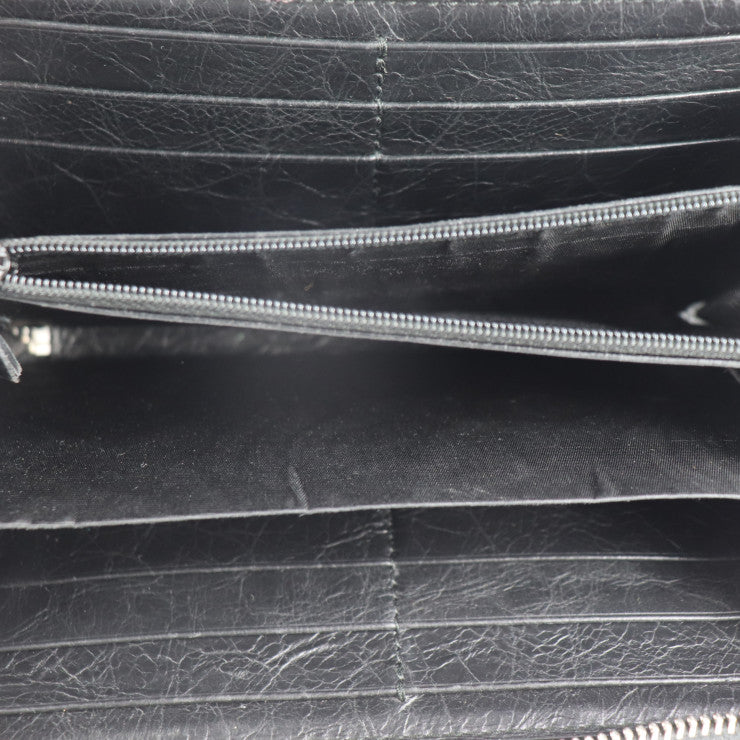 GUCCI グッチ インターロッキングG 長財布 575988 レザー ブラック ゴールド金具 シルバー金具 ラウンドファスナー シワ加工