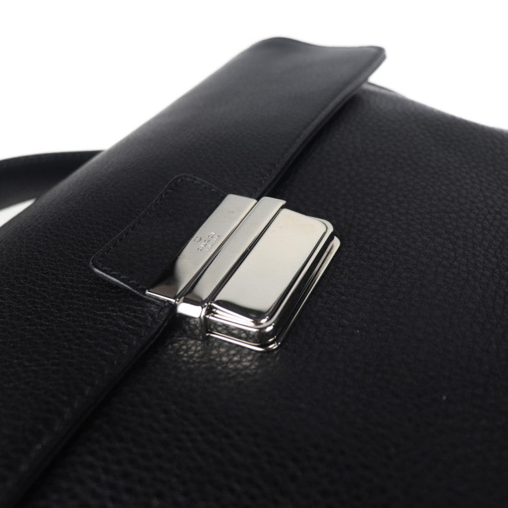 美品 GUCCI グッチ ブリーフケース ビジネスバッグ 268113 レザー ブラック シルバー金具