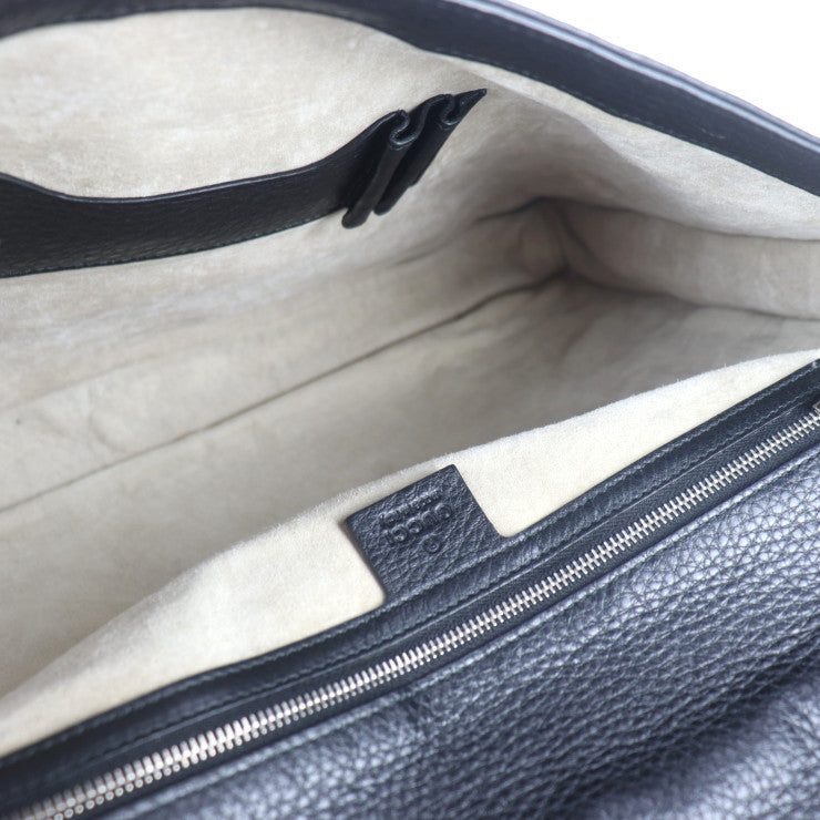 美品 GUCCI グッチ ブリーフケース ビジネスバッグ 268113 レザー ブラック シルバー金具