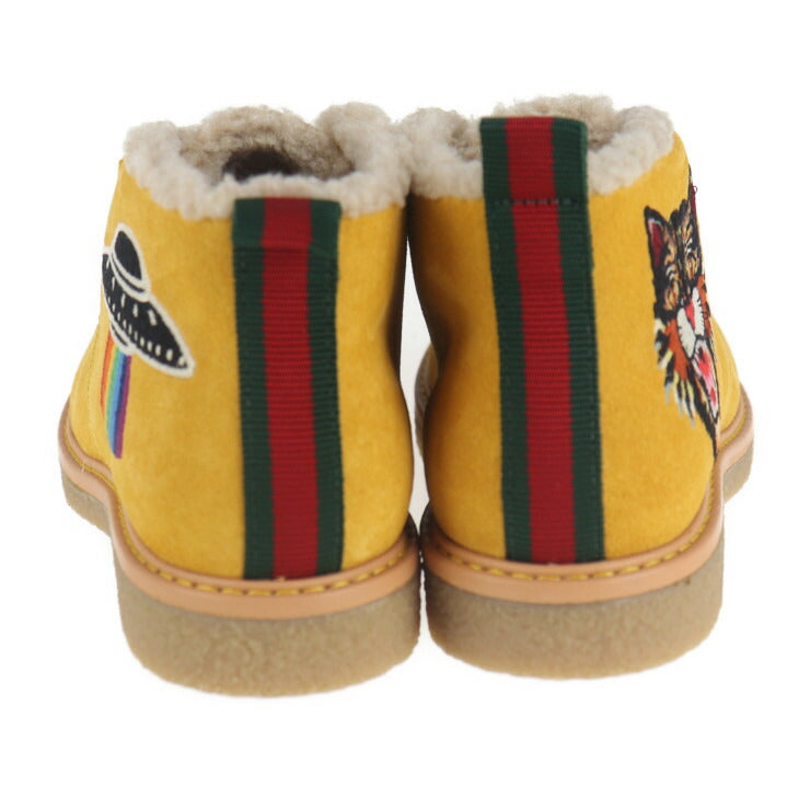 新品未使用展示品 GUCCI グッチ アングリーキャット UFO ブーツ 483457 表記サイズ 31 スウェード マスタード イエロー系 参考サイズ 19.9cm スエード