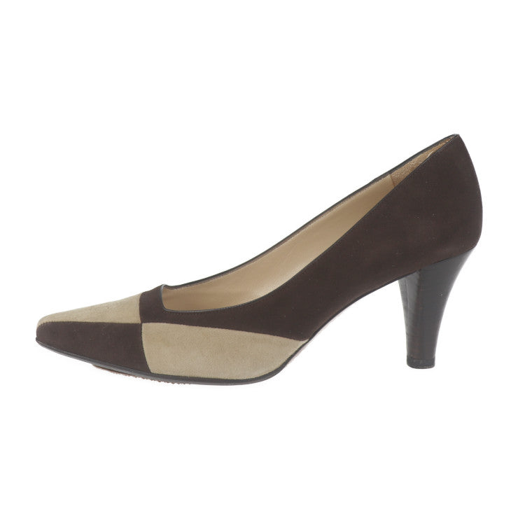 LOUIS VUITTON ルイ ヴィトン パンプス パンプス - 表記サイズ 34 1/2 スウェード ベージュ系 ブラウン 参考サイズ 22cm スエード ダミエモチーフ ビトン