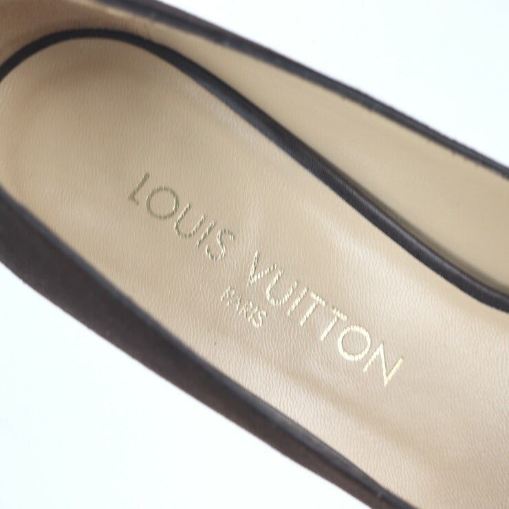LOUIS VUITTON ルイ ヴィトン パンプス パンプス - 表記サイズ 34 1/2 スウェード ベージュ系 ブラウン 参考サイズ 22cm スエード ダミエモチーフ ビトン