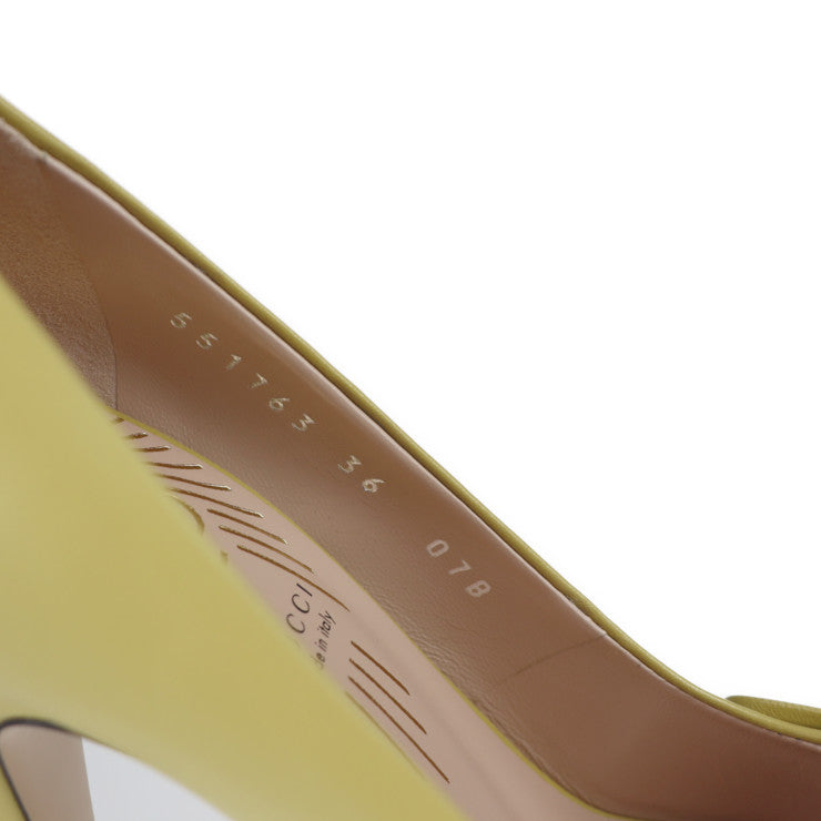 新品未使用展示品 GUCCI グッチ NO.5 LIGHT MUSTARD パンプス 551766 表記サイズ 36 レザー ライトマスタード 参考サイズ23cm リボン