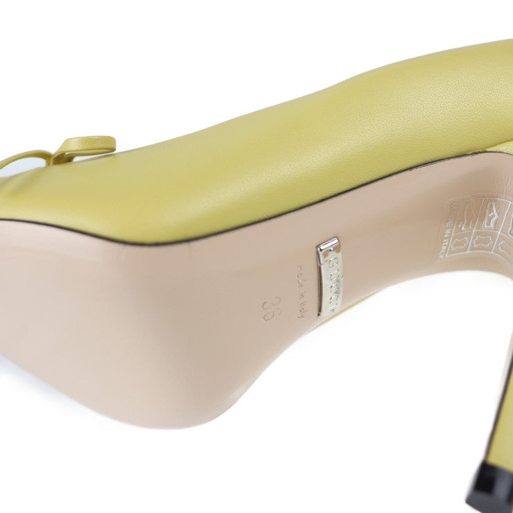 新品未使用展示品 GUCCI グッチ NO.5 LIGHT MUSTARD パンプス 551766 表記サイズ 36 レザー ライトマスタード 参考サイズ23cm リボン