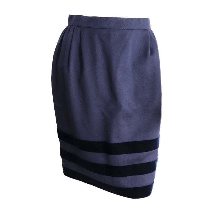 FOXEY NEW YORK フォクシー ニューヨーク 膝丈スカート スカート - 表記サイズ 42 ウール ナイロン レーヨン ネイビー ボーダー