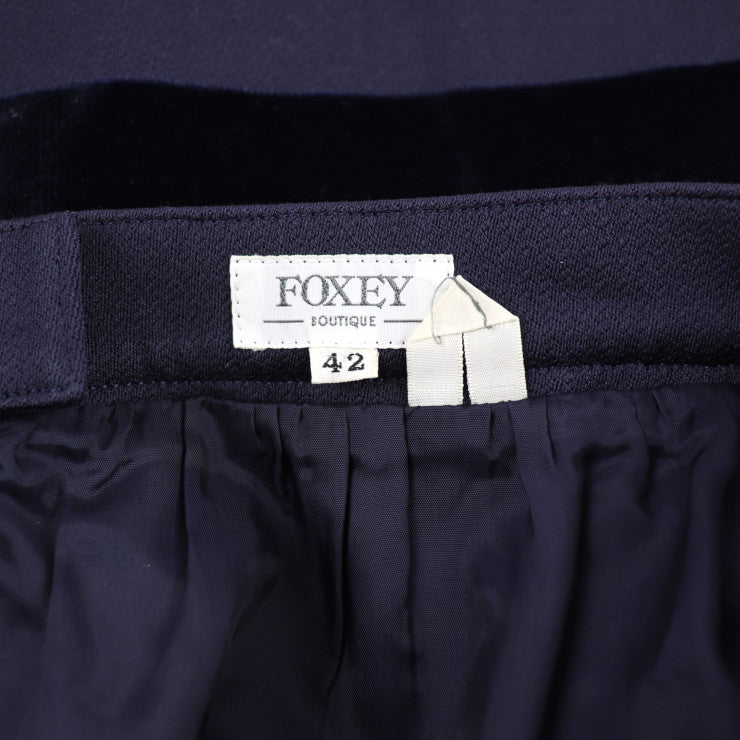 FOXEY NEW YORK フォクシー ニューヨーク 膝丈スカート スカート - 表記サイズ 42 ウール ナイロン レーヨン ネイビー ボーダー