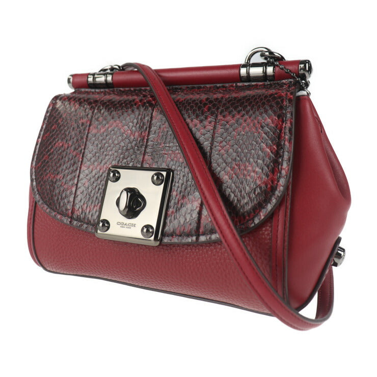 新古未使用展示品 COACH コーチ ドリフター クロスボディー スネーク ショルダーバッグ 59498 パイソン レザー Cherry レッド系 ターンロック