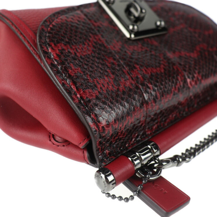 新古未使用展示品 COACH コーチ ドリフター クロスボディー スネーク ショルダーバッグ 59498 パイソン レザー Cherry レッド系 ターンロック