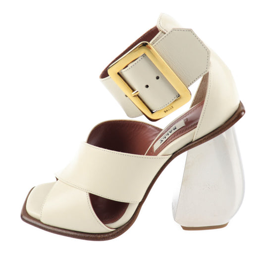 超美品 BALLY バリー ベルトサンダル サンダル - 表記サイズ 35 1/2 カーフ アイボリー ゴールド金具 チャンキーヒール 参考サイズ 22.5cm